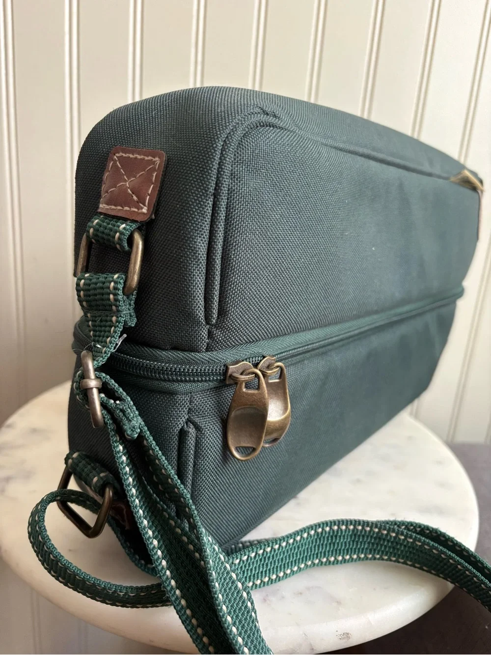 Picnic at Ascot Insulated Travel Wine Tote Bag Dark Green with Opener & Cups